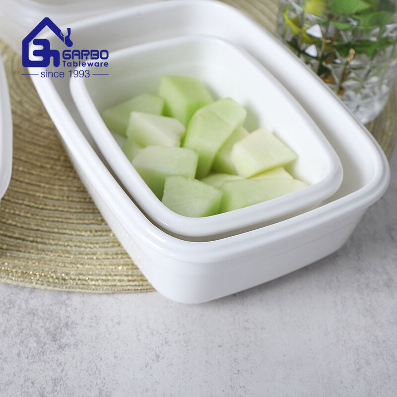 3 pieces custom print clear white porcelain food container set ceramic lunch box with lid