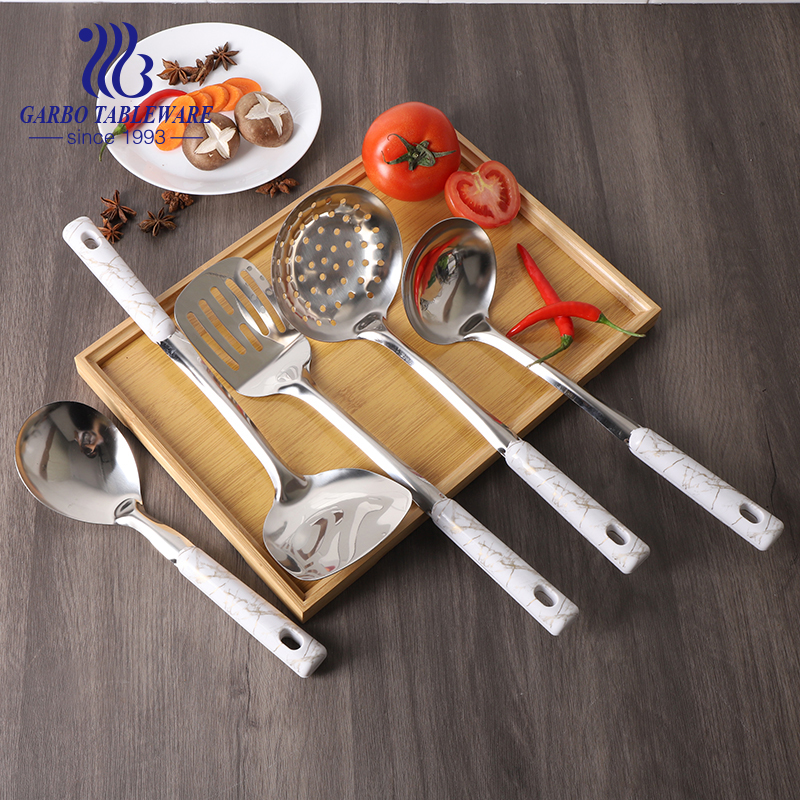 5pcs basic set of ceramic handle  kitchen tools with marble designs