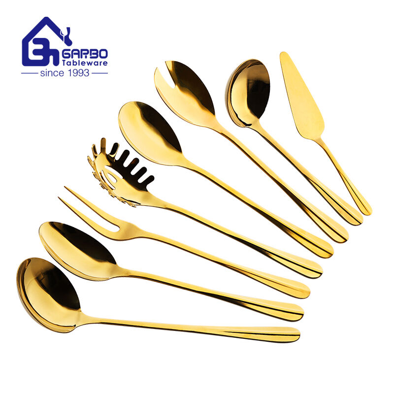 New Design 201ss PVD Golden Color Big Soup Ladle Kitchen Cooking Tool Serving Utensils