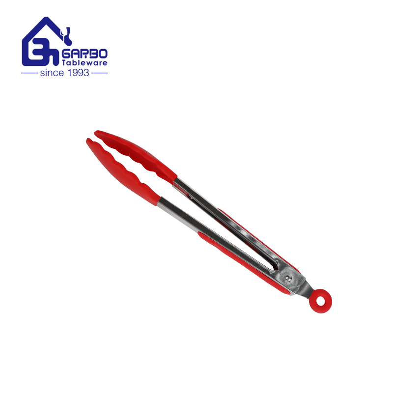 Wholesale customize colored bulk pack kitchen food tong with silicone accessory