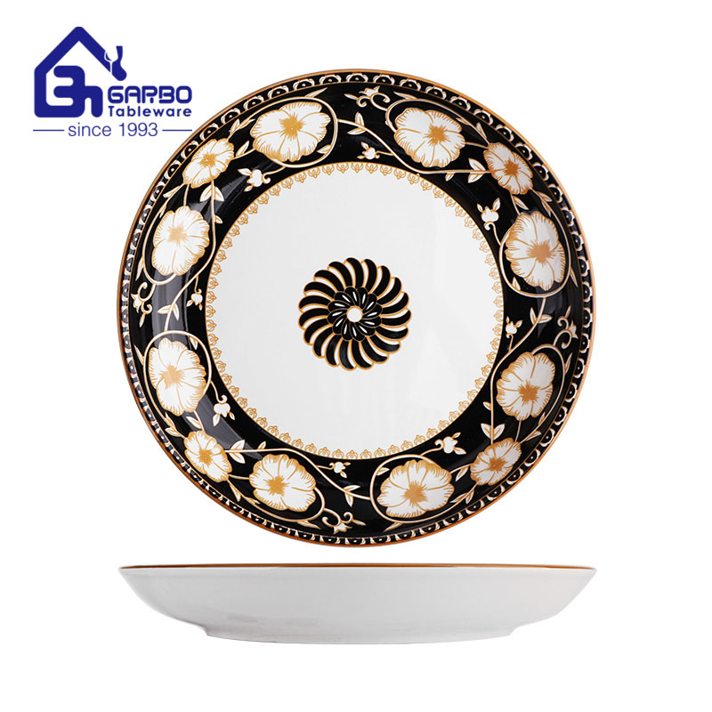 Popular flower printing 10 inch porcelain fruit plate round shaped dish plate microwave oven safe