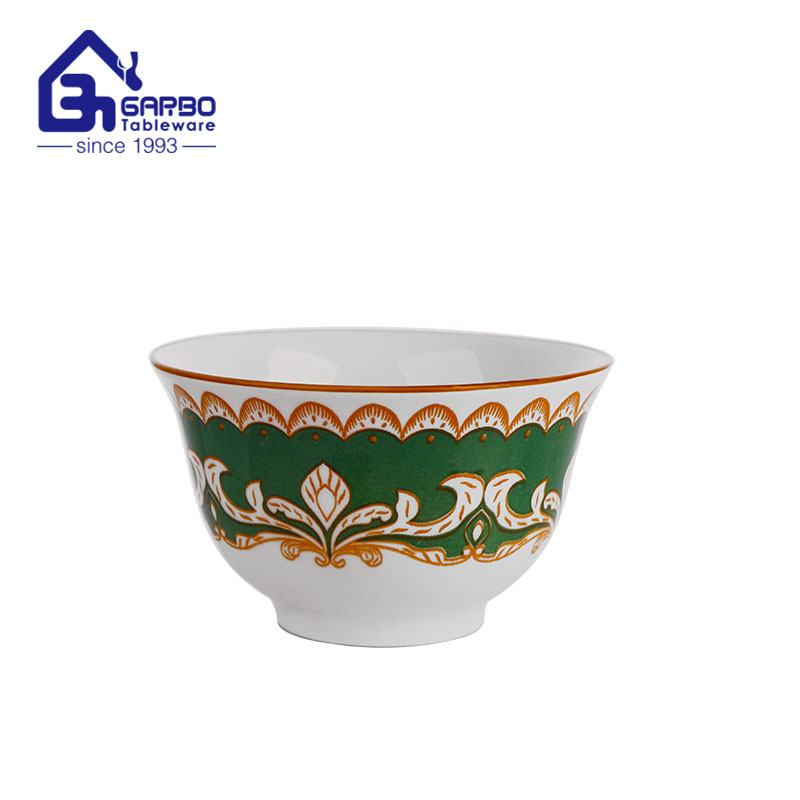 Middle East Style Printing Glazed 4 inch rice bowl with Rim