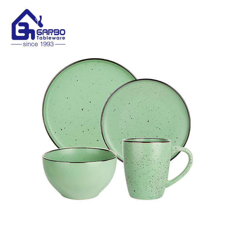 green 16pcs ceramicd dinner set 