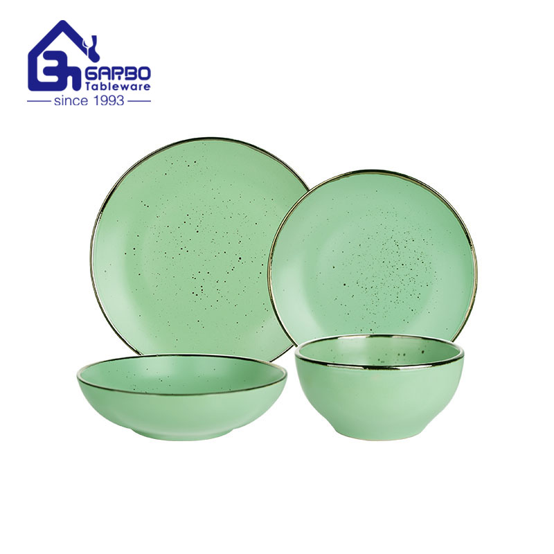 Summer green stoneware dinner sets plate dish bowl set 