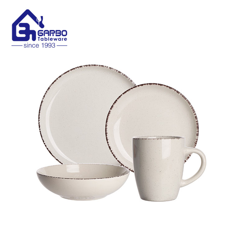 16pcs Beige color stoneware dinner set