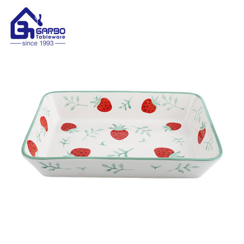 11.6 inch porcelain baking plate with strawberry printing design