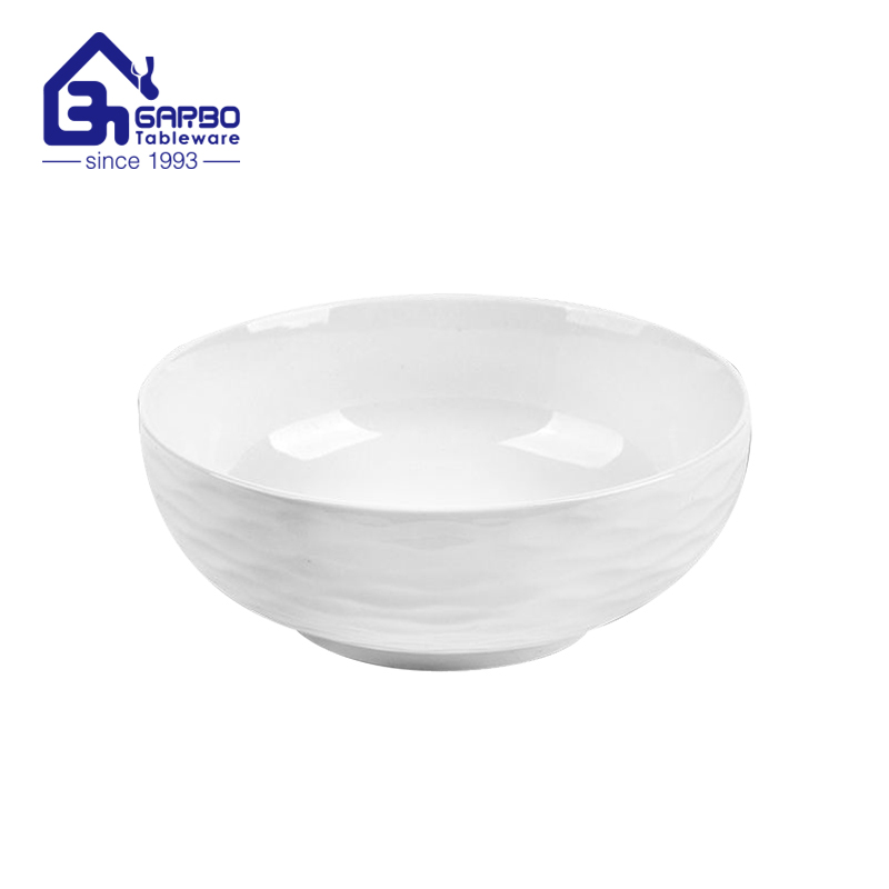 Stock white ceramic rice bowl OEM design stoneware noodle bowls set 