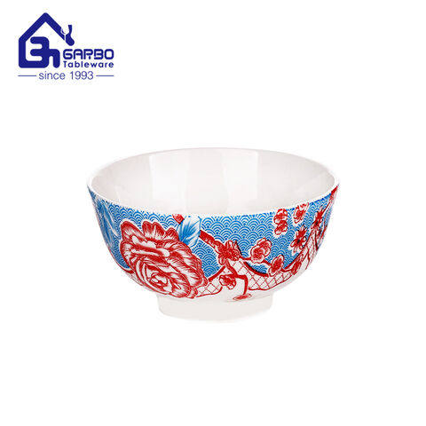 Stock white ceramic rice bowl OEM design stoneware noodle bowls set 