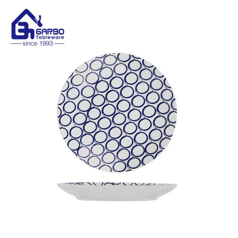 7.7 inches round shaped stoneware plate cheap ceramic dish for promotion 