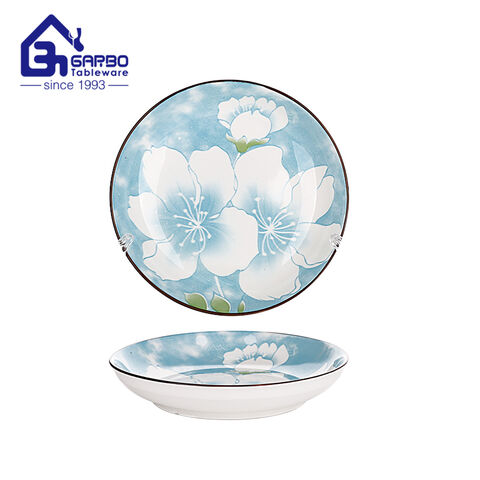 8 inch blue printing porcelain cereal plate