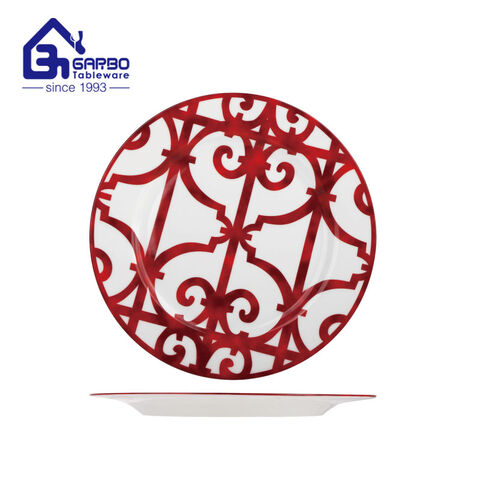 European design full decal new bone china dinnerware cake dish  ceramic flat plate custom dinner set