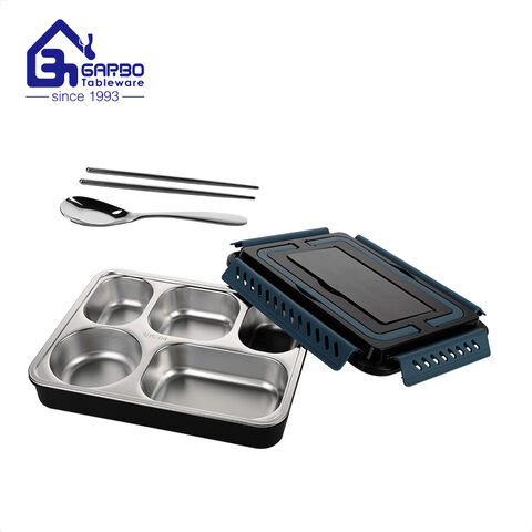 Leakproof and Portable PP stainless steel lunch box Bento Box with 5 divider