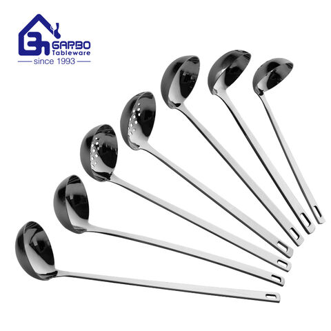 high quality 201ss long handle spoon mirror polish soup ladle set 