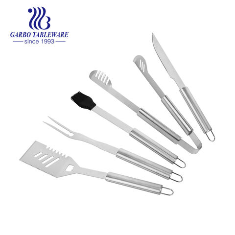 5pcs Simple but Professional Stainless Steel Grill Tool Set Accessories Kit for BBQ Utensils Gift Set