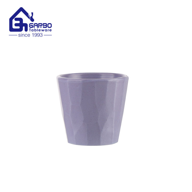 Purple Engraved Stoneware Coffee Tea Cup 5oz Ceramic Cups