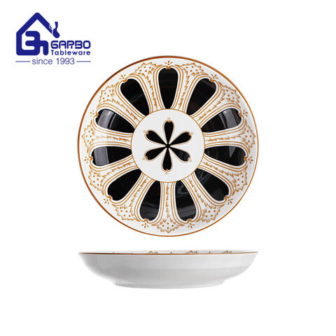 Popular flower printing 10 inch porcelain fruit plate round shaped dinner  plate microwave oven safe  