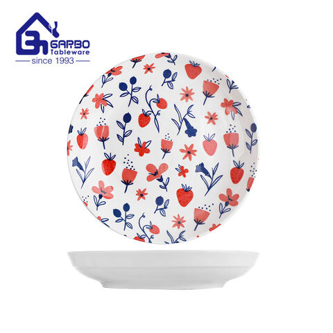 Popular flower printing 10 inch porcelain fruit plate round shaped dinner  plate microwave oven safe  