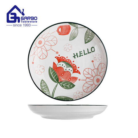 Popular flower printing 10 inch porcelain fruit plate round shaped dinner  plate microwave oven safe  