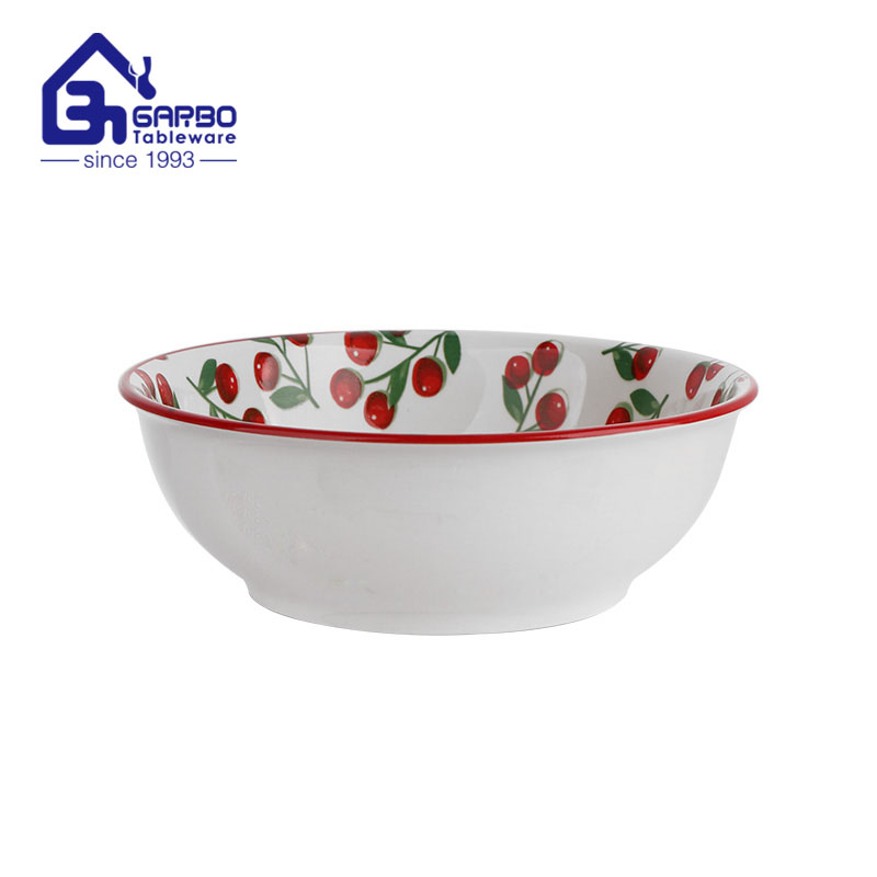 Porcelain 20oz Large Bowls 7 inch Soup Salad Bowls Glazed printing ceramic bowls  Microwave and Oven Safe 