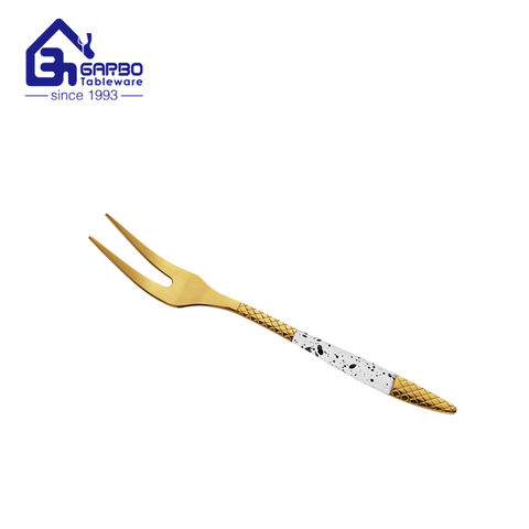 Heat resistant 201ss kitchen meat fork with gold plating