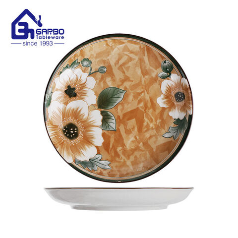 10 inch vivid flower printing design fruit plate serving tableware