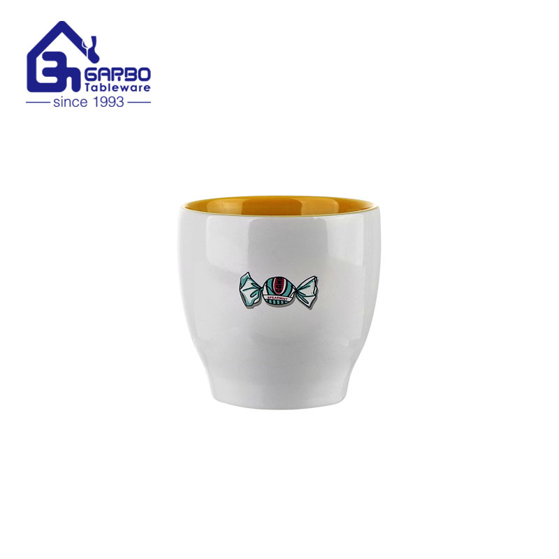 Candy design Ceramic Cup White Coffee Tea Cup 200ml printed Stoneware Cup 