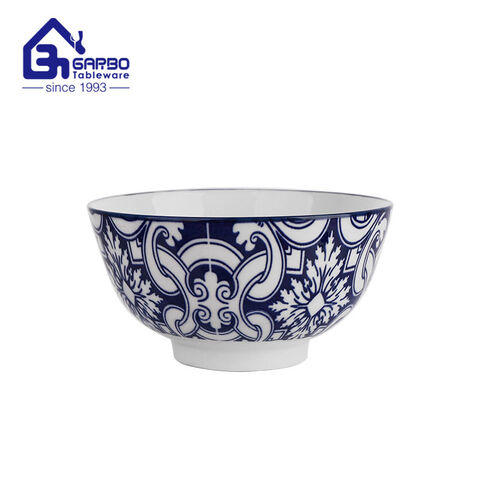 Porcelain 5 inch Rice Bowl Dessert Bowl Black Printed design Soup Bowl set