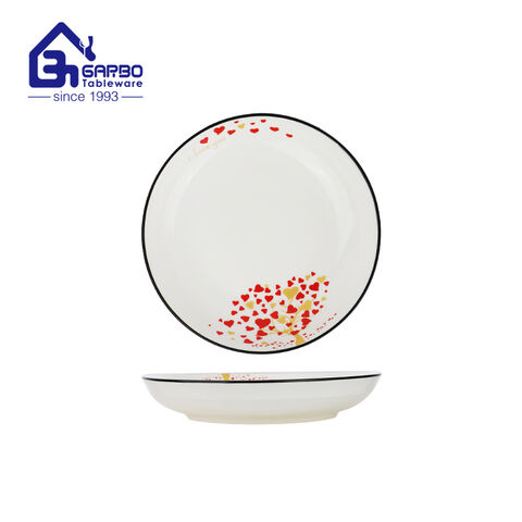 8 inch cereal food plate porcelain plate with printing designs