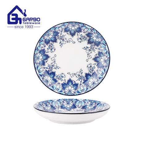 8 inch cereal food plate porcelain plate with printing designs