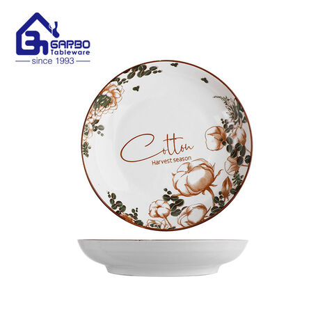 8 inch premium porcelain fruit plate with printing design