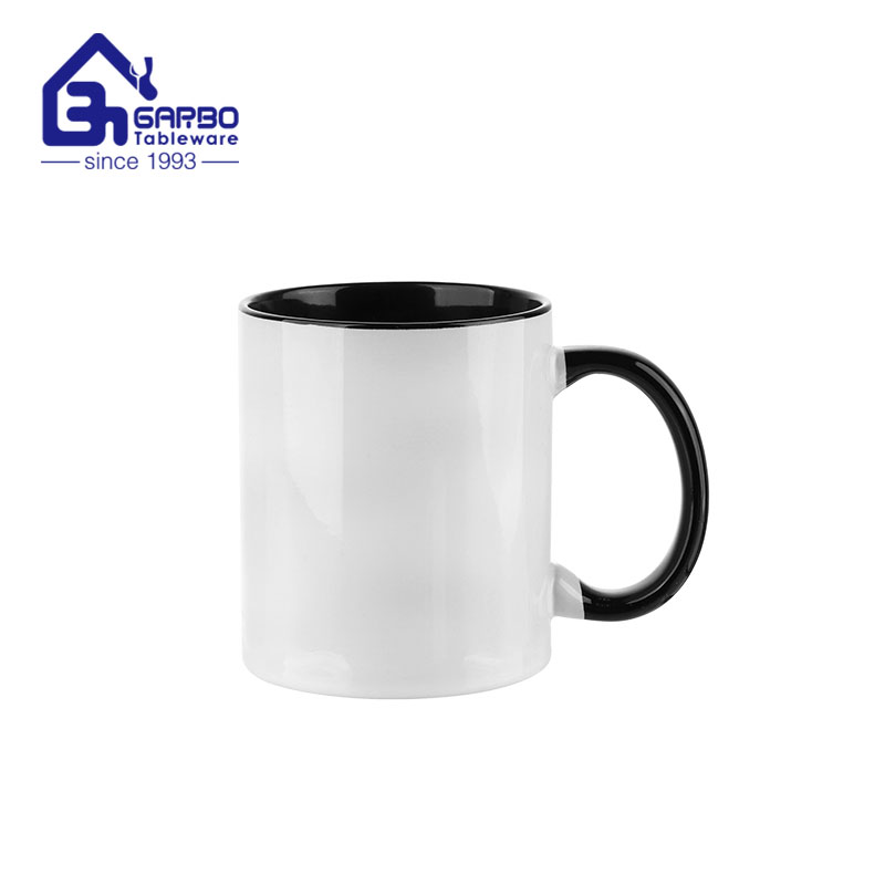 white and inner black 350ml ceramic coffee mugs manufacturer china for coffee