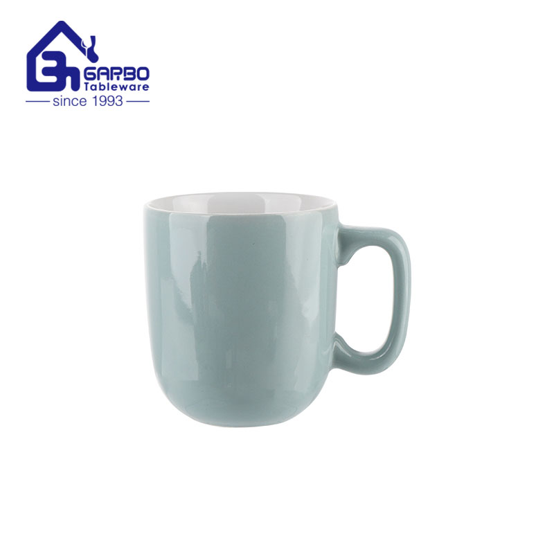 Round blue color ceramic coffee mug home stoneware water mugs set