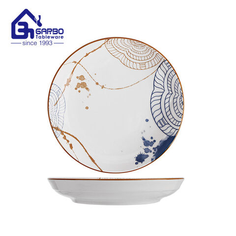 Full print porcelain deep plate ceramic soup dish new bone china dinnerware set