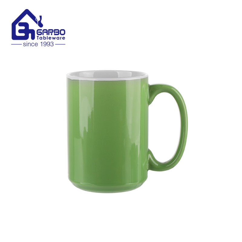 350ml orange color ceramic milk cup ODM/OEM custom logo