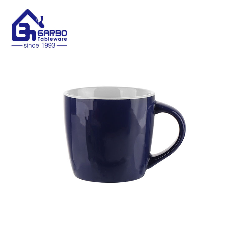 white and inner red color 350ml ceramic coffee mugs for wholesale