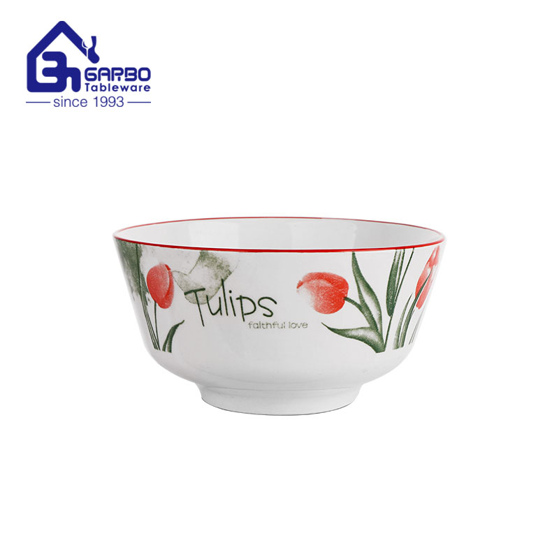 Ceramic under glazed print  bowl porcelain rice bowls set kitchen dinnerware with thick bottom