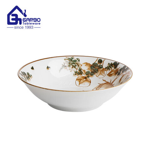 Factory wholesale 7.2 inch ceramic mixing Bowls printed flower 1000ml porcelain soup bowl