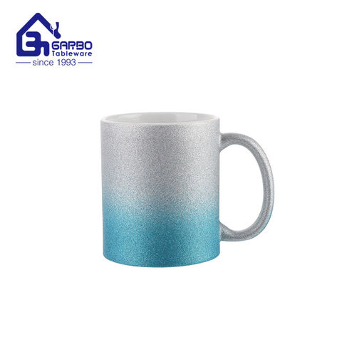 Sublimation 350ml new fashion grey blue double color porcelain espresso mugs