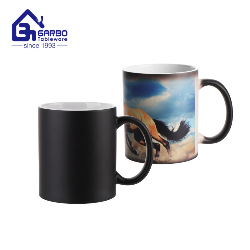 Sublimation 350ml new fashion grey blue double color porcelain espresso mugs