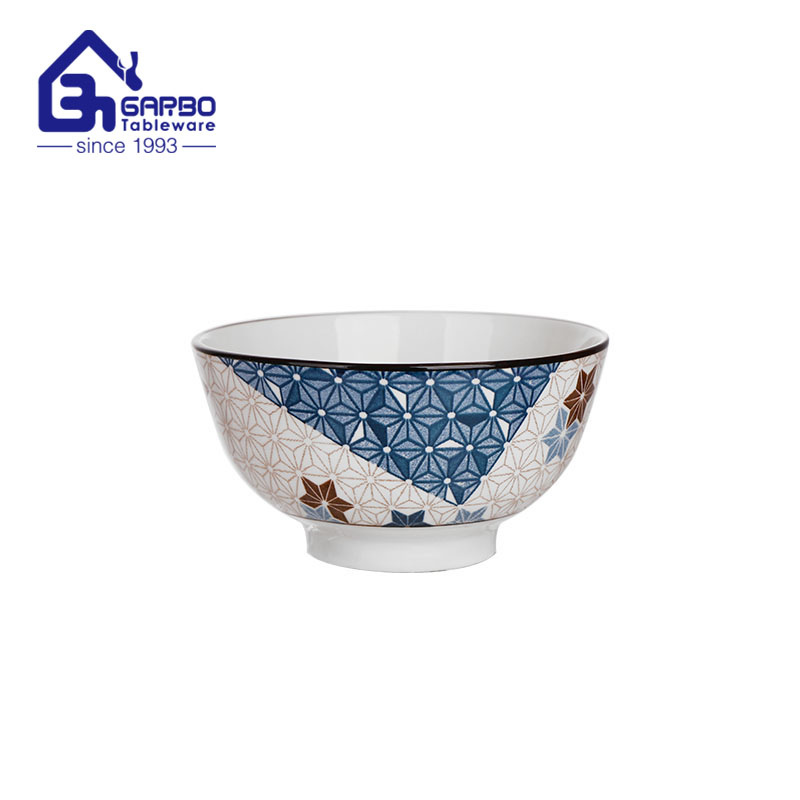 Ceramic rice bowl new decal print porcelain bowls set home kitchen dinnerware 