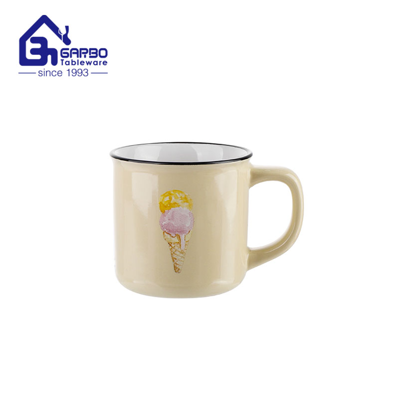 Stoneware 320ml ceramic mug with customized decal for daily drinking