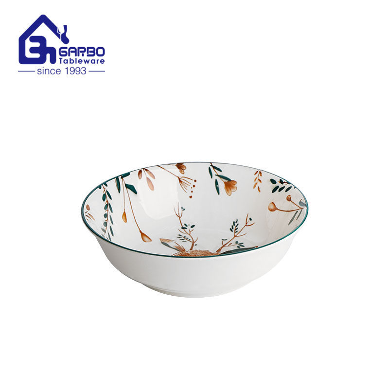 7 inch big ceramic bowl inner color glaze print porcelain soup bowls kitchen dinnerware