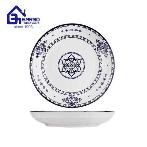 207mm round porcelain plate with underglazed lemon printing design for sale