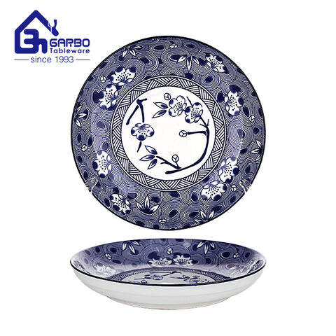 207mm round porcelain plate with underglazed lemon printing design for sale