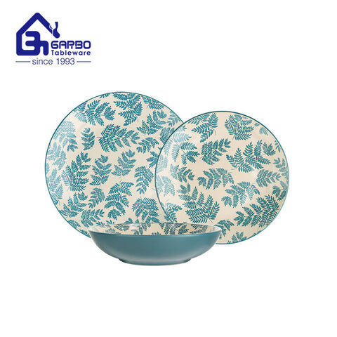 Wholesale online household use stoneware color-glazed dinner set for 12 people