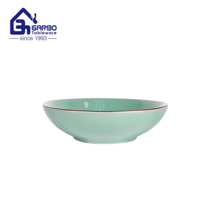 8 inch ​green ceramic salad bowl stoneware wholesale suppliers in bulk factory in China