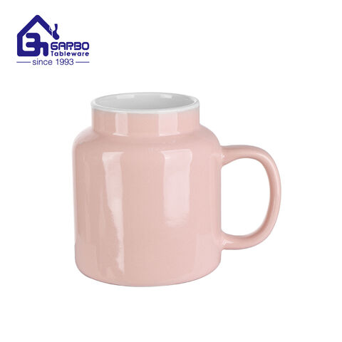 Factory wholesale pink ceramic mug with handle 450ml stoneware cup 