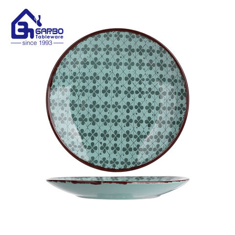 7.95 inch countryside style printing porcelain plate from China factory supply