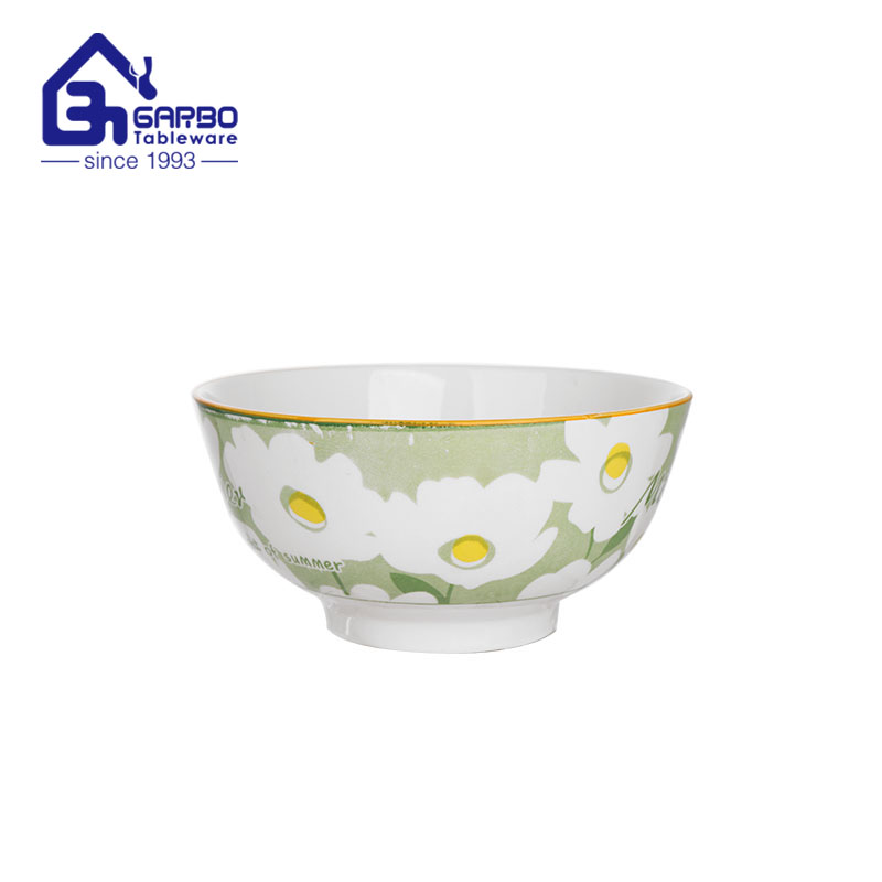 6 inch factory handmade porcelain rice bowl colorful ceramic bowls with flora pattern deep ramen bowls  