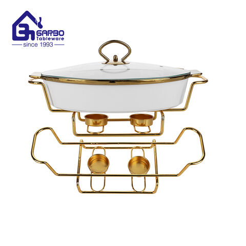 Eletroplating Super Big Ceramic Bake Dish for Buffet Restaurant